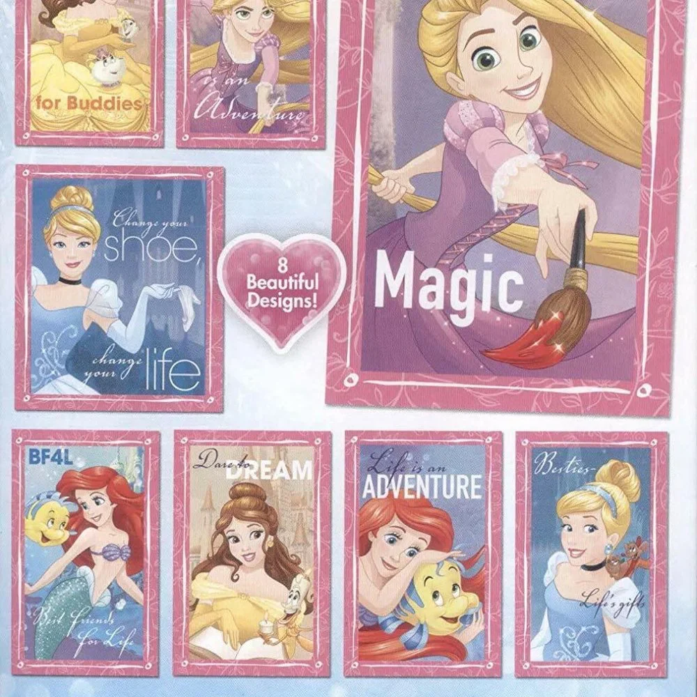 Disney Princess 32 Valentines Day Cards 8 Beautiful Designs NEW